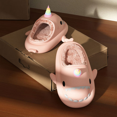 Sharkicks Basic - Invierno, Pantuflas de Tiburón Unicornio, Tacón Abierto